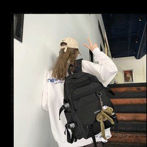 Black canvas backpack size 32x12x42